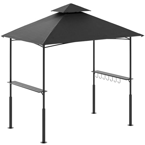 Grill Gazebo 8'x 5' Outdoor Grill Canopy BBQ Gazebo w/Air Vent, Barbecue Gazebo Canopy with 7 Hook Tools for Patio Backyard Barbecue Picnic, Black FUNG YARD