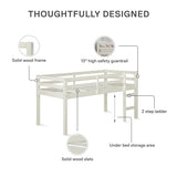 DHP Milton Twin Loft Bed, White, Traditional Small Space Junior Size, Horizontal Paneling, Sturdy Wood Construction DHP