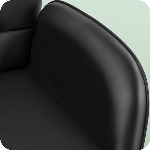 Yaheetech Modern Faux Leather Office Chair Ergonomic Adjustable Computer Chair with Wide Seat, Padded Armrests for Study, Bedroom Black Yaheetech