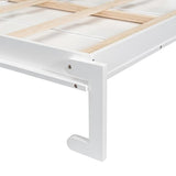 Merax Murphy Bed Queen with 2 Side Cabinet Storage Shelves, Queen Wall Bed Cabinet with LED, Wood Foldable Platform Bed Frame, Modern Hidden Beds for Guest Room, Home, White Merax