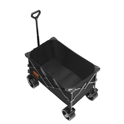 VEVOR 220L/350lbs Collapsible Folding Wagon, Heavy Duty Beach Wagon Cart Foldable with Big Wheels, Outdoor Utility Wagon All Terrain Wagon for Groceries Camping