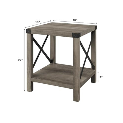 Walker Edison Sedalia Modern Farmhouse Metal X Side Table, 18 Inch, Grey Wash - WoodArtSupply