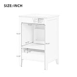 20" Bathroom Vanities with Ceramic Sink, Storage Rack Shelf and One Drawer, Solid Wood & MDF Board, Black Merax