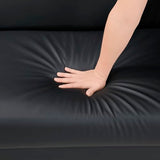 Lexicon 79"W Convertible Futon Sofa Bed, Loveseat, Faux Leather Upholstered Couch Sleeper, Adjustable Backrests, Padded Pocket Coil, Solid Wood Legs for Living Room, Bedroom, Apartment, Office, Black Lexicon