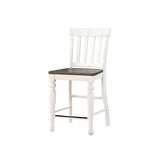 Steve Silver Furniture Joanna 9pc Rectangular Counter Dining Set, Two Tone Dark Oak/Ivory Finish, 54" w/ 18" Leaf w/ 8 Slat Back Side Dining Chairs, Storage Drawers, 54" L x 54" W x 36" H, White Steve Silver