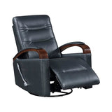 Lexicon 360 Degree Swivel Glider Reclining Chair, Breathable Faux Leather Manual Recliner, Comfy Nursery Glider Recliner, Swivel Reclining Chair for Living Room/Office/Bedroom/Apartment, Dark Blue Lexicon
