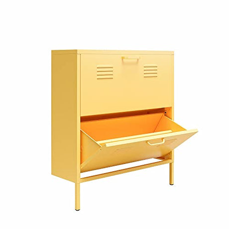 Novogratz Cache 2 Door Shoe Storage, Yellow Novogratz