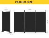 AKTOP 3-Panel Room Divider, Freestanding Wall Divider for Room Separation, Folding Privacy Partition Screen 70''W x 102''H, Portable Room Divider Panel Privacy Screen for Dorm Studio Office, Black AKTOP