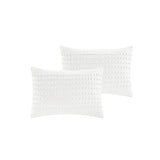Comfort Spaces Cotton Comforter Set Jacquard Pom-Pom Tufts Design, Down Alternative, All Season Modern Bedding, Matching Shams, Full/Queen, Phillips, Ivory Comfort Spaces