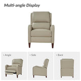 HULALA HOME Genuine Leather Recliner Chair, Modern Push Back Recliner Armchair with Thick Seat, Backrest & Footrest, Nailhead Decor for Living Room, Bedroom, Beige