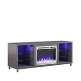 Ameriwood Home Lumina Fireplace TV Stand for TVs up to 70 Inch, Replaceable Electric Fireplace Insert Heater, Remote Control, Timer, Color Changing LED Lights, Crystal Ember Flames, Graphite Gray Ameriwood Home