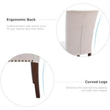 COLAMY Upholstered Parsons Dining Chairs Set of 2, Fabric Dining Room Kitchen Side Chair with Nailhead Trim and Wood Legs - Beige COLAMY