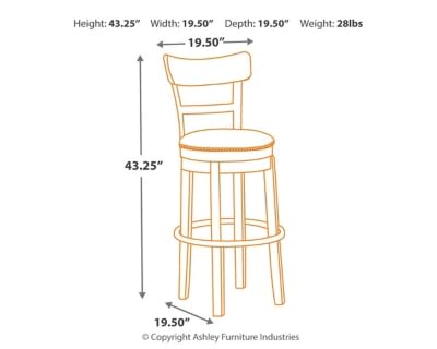 Signature Design by Ashley Pinnadel Barstool, Pub Height, Light Brown - WoodArtSupply