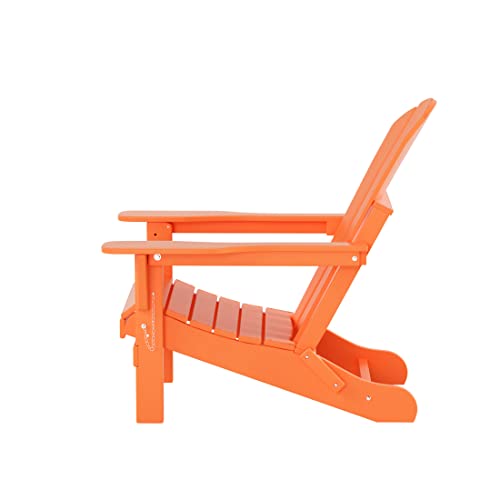 WestinTrends Outdoor Adirondack Chair, Plastic Fire Pit Chair, Weather Resistant Folding Patio Lawn Chair for Outside Deck Garden Backyard Balcony, Orange - WoodArtSupply