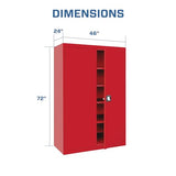 Sandusky Lee EA4R462472-01 Elite Garage Storage Cabinet, Steel Utility Cabinet with Adjustable Shelves, 72"H, Red Sandusky