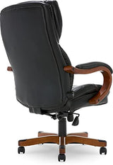 Serta Conway Big and Tall Executive Office Wood Accents, Adjustable High Back Ergonomic Computer Chair with Lumbar Support, Bonded Leather, 30.5D x 27.25W x 47H in, Black Serta