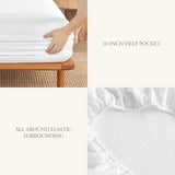 DAPU Pure Linen Sheets Set, 100% French Linen From Normandy, Breathable and Durable For Hot Sleepers, 4 Pcs Set - 1 Flat Sheet, 1 Fitted Sheet, 2 Pillowcases (White, Queen) DAPU