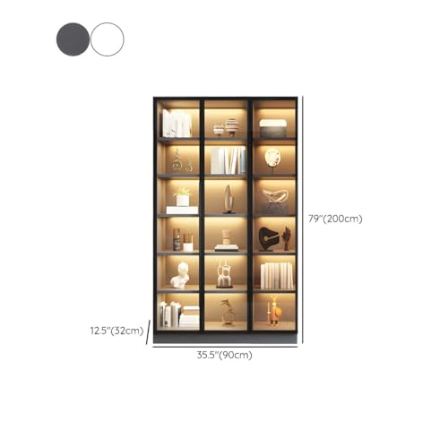 CraftThink Modern 6-Tier Glass Door Bookcase - Stylish Freestanding Display Cabinet for Living Room Storage CraftThink