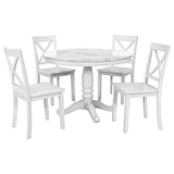Merax Round Dining Table Set for 4, 5-Piece Faux Marble Kitchen Table Set with 4 Chairs, Farmhouse Table and Chairs Set for Kitchen, Dining Room, Small Space, White Merax