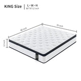 King Size Hybrid Mattresses 12 Inch, Firm Memory Foam Mattress with Extra Thick Comfort Layer for Pressure Relief, Individually Pocket Coils Springs | Motion Isolating | Certipur-US Certified (King) Thctvous
