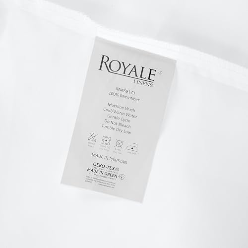 Royale Linens Fitted Sheet Full - Ultra Soft 1800 Brushed Microfiber - Hotel Luxury Bottom Sheets - Wrinkle Free & Fade Resistant - Deep Pocket Fitted Sheet Only (Full, White) ROYALE LINENS