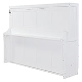 Queen Size Murphy Bed with Desk,Solid Wood Cabinet Wall Bed with Hydraulic Design,Space-Saving Folding Beds for Small Apartment Guest Room Home Office,No Box Spring Needed,White Harper & Bright Designs