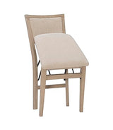 Linon Keira Wooden Folding Chair Upholstered Seat and Back Set of 2, Dining Height, Rustic Natural & Beige Linon