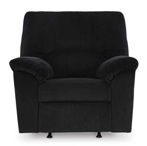 Signature Design by Ashley SimpleJoy Casual Rocker Recliner with Pillow-Top Armrest, Black