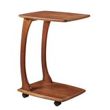 COZYMATIC Emerson Solid Wood End Table with Rolling Wheels, C Shaped Side Table, TV Tray Table, Couch Table That Slide Under for Small Space, Living Room, Bedroom (Walnut)-Small COZYMATIC