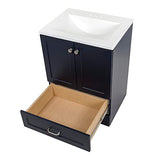 Spring Mill Cabinets Emlyn 24 Inch Bathroom Vanity with White Single Sink Top, 2-Door Cabinet, 1 Drawer, 24.5" W x 18.75" D x 32.89" H, Deep Blue Spring Mill Cabinets
