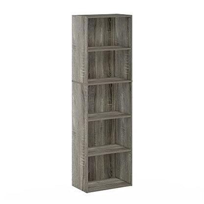 Furinno Luder 5-Tier Open Shelf Bookcase in French Oak - WoodArtSupply