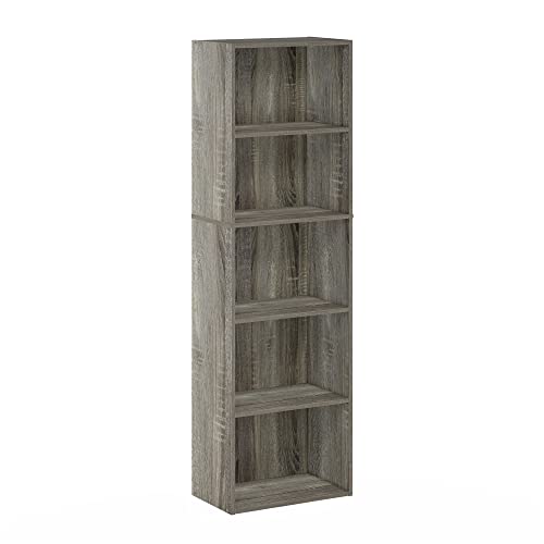 Furinno Luder 5-Tier Open Shelf Bookcase in French Oak - WoodArtSupply