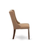 East West Furniture Milan 5 Piece Dinette Set Includes a Rectangle Dining Room Table with Butterfly Leaf and 4 Light Sable Linen Fabric Upholstered Chairs, 36x54 Inch, MLFO5-MAH-47 East West Furniture