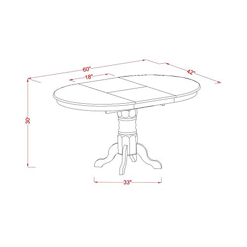 East West Furniture AVPL7-BCH-W 7 Piece Dining Room Furniture Set Consist of an Oval Kitchen Table with Butterfly Leaf and 6 Dining Chairs, 42x60 Inch, Black & Cherry East West Furniture
