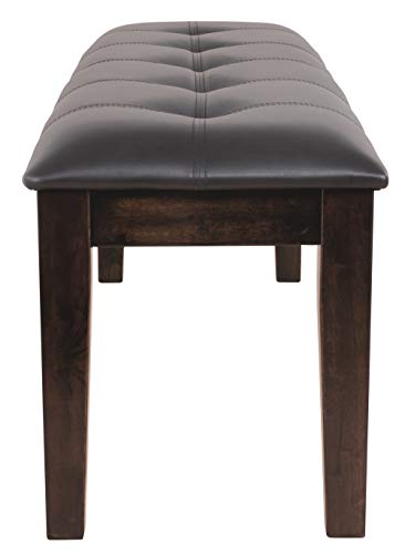 Signature Design by Ashley Haddigan Traditional Upholstered Dining Room Bench, Dark Brown - WoodArtSupply