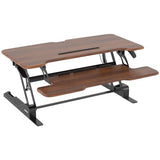 Mount-It! 38 Inch Standing Desk Converter, Sit Stand Desk Riser for Dual Monitors with Keyboard Tray, Height Adjustable Desktop Workstation, Easy Lift Gas Spring, Rustic Walnut Brown Mount-It!