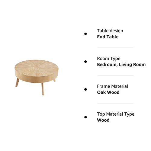 Gexpusm Round Wood Coffee Tables for Living Room, Farmhouse Circle Coffee Table, Rustic Mid Century Wooden Coffee Tables for Apartment, Easy Assembly (Only Coffee Table, 31.50" Dx31.50 Wx14.29 H) Gexpusm
