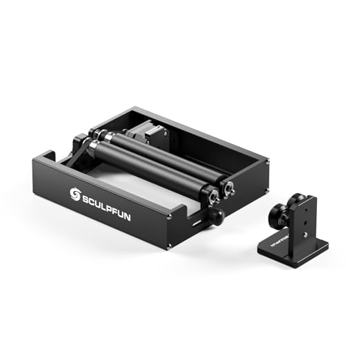 SCULPFUN RA Mini Laser Rotary Roller with Bracket, Y-Axis Rotary Roller 360° Rotation for Engraving Cylindrical Objects Cans Cups Bottles, Compatible with iCube, iCube Ultra and C1 Laser Engraver SCULPFUN