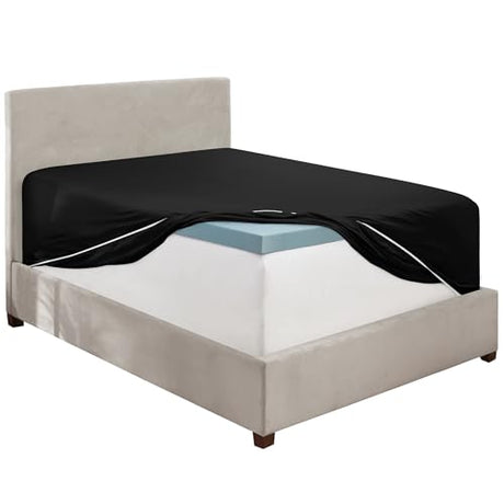 Hearth & Harbor Extra Deep Pocket California King Fitted Sheet - Fits 18 to 24 Inch Mattress – Ultra Soft 1800 Microfiber, Wrinkle-Free & Breathable – Hotel Luxury Fitted Sheet Only, Black Hearth & Harbor
