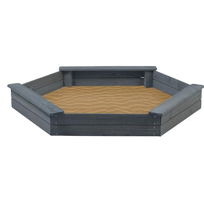 Jack & June Hexagonal Cedar Sand Box Playset - WoodArtSupply