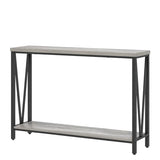 FOLUBAN Industrial Sofa Console Table, Rustic Wood and Metal Entryway Hallway Table for Living Room Entrance, 43.3 Inch Light Grey FOLUBAN