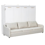 VilroCaz Queen Size Murphy Bed with Folding Sofa and Built-in Storage Shelves, Wood Murphy Cabinet Wall Bed with LED Strip Lights, Space-Saving Design (Queen) VilroCaz