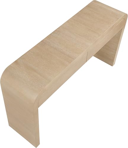Meridian Furniture 272-S Cresthill Collection Mid-Century Modern Console Table with Oak Wood, Natural White Oak Finish, Curved Art Deco Design, 54" W x 14" D x 30" H, White Meridian Furniture