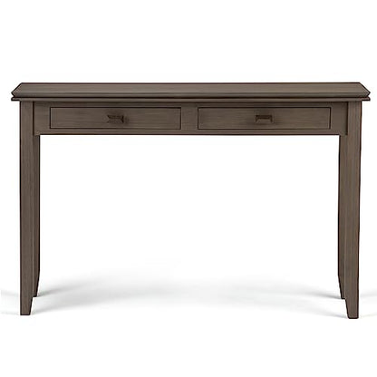 SIMPLIHOME Artisan SOLID WOOD 46 inch Wide Console Sofa Entryway Table in Farmhouse Grey with Storage, 2 Drawers, for the Living Room, Entryway and
