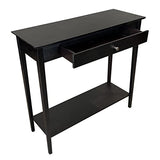 Overstock Solid Bamboo 2-Tier Console Table with Drawer Charcoal Gray Overstock