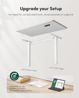 CubiCubi 55 x 24 Large One-Piece Standing Desk, Adjustable Height Electric Computer Home Office Sit Stand up Workstation, with 4 Memory Presets, Headphone Hook, White CubiCubi