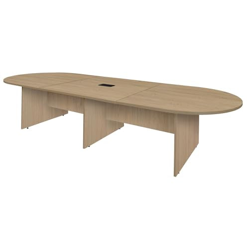 Romig Legacy 12 ft. Racetrack Laminate Conference Table with Charging Port- Noble Oak Romig