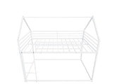 PVWIIK Bunk Bed Twin Over Twin for Girls,Boys,Twin House Bunk Bed Frame with Guardrail & Ladder,Noise-Free,Easy Assemble,No Box Spring Needed,White PVWIIK