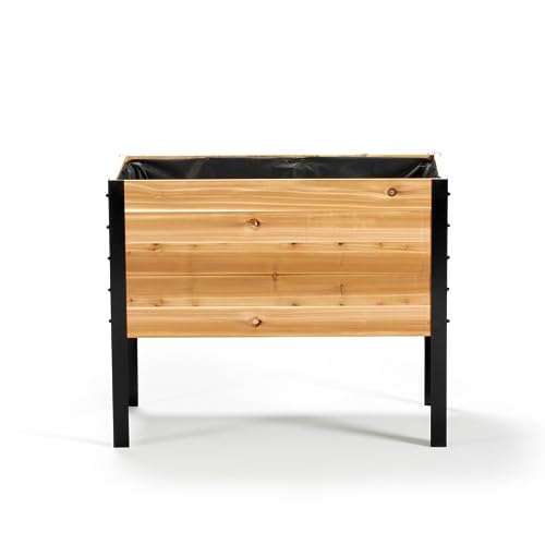 EARTH ELEVATED 100% Canadian Cedar Wood Elevated Garden Bed for Gardening - Planter Pot to Grow Herbs Flowers, and Vegetables at Home Indoor and Outdoor Patio Balcony Deck - 18” x 36” x 30” EARTH ELEVATED