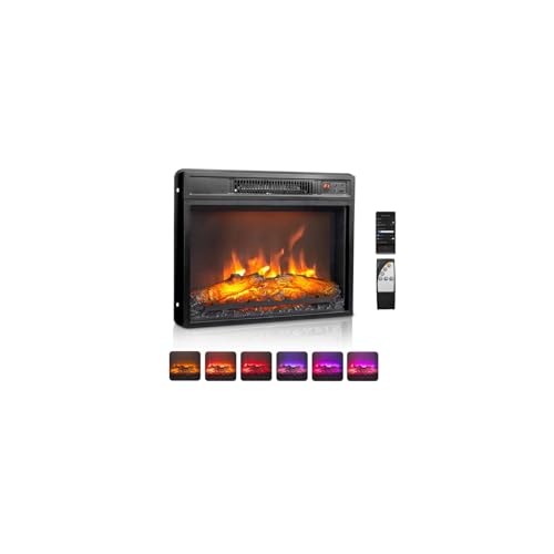 ROVSUN 26" Electric Fireplace Inserts with APP & Remote Control, 1400W Recessed Stove Heater with 8H Timer, 6 Flame Colors, 5 Brightness for Indoor Use, ETL ROVSUN